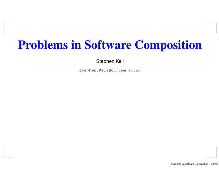 problems in software composition