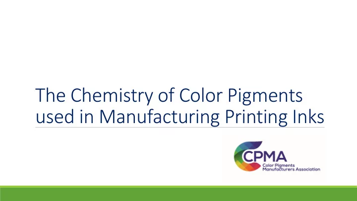 the chemistry of color pigments