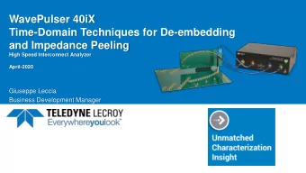and Impedance Peeling  High Speed Interconnect Analyzer  April-2020  Giuseppe Leccia  Business