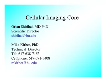 Cellular Imaging Core  Orian Shirihai, MD PhD  Scientific Director  shirihai@bu.edu  Mike Kirber,