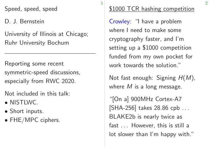 speed speed speed 1000 tcr hashing competition d j