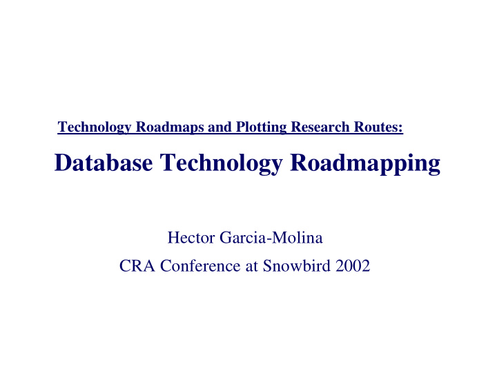 database technology roadmapping