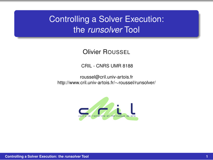 controlling a solver execution the runsolver tool