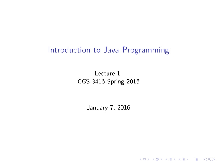 introduction to java programming