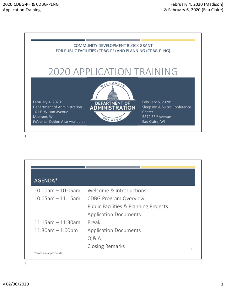 2020 application training