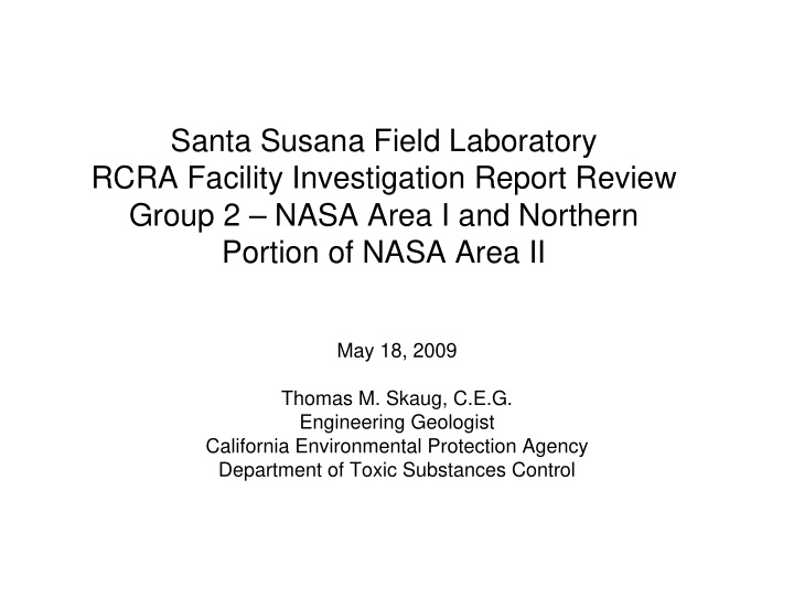 santa susana field laboratory rcra facility investigation