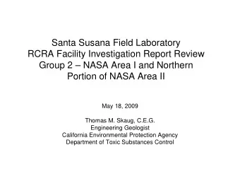Santa Susana Field Laboratory  RCRA Facility Investigation Report Review  Group 2  NASA Area I