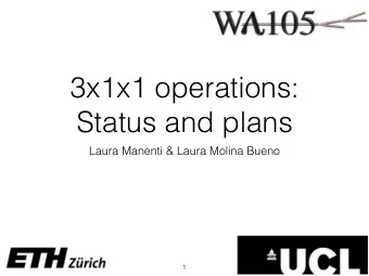 3x1x1 operations:  Status and plans  Laura Manenti &amp; Laura Molina Bueno  1  Goal of next two
