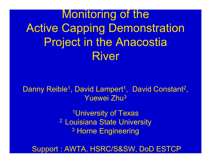 monitoring of the active capping demonstration project in