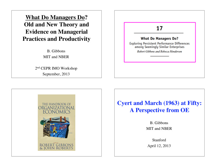 what do managers do old and new theory and evidence on