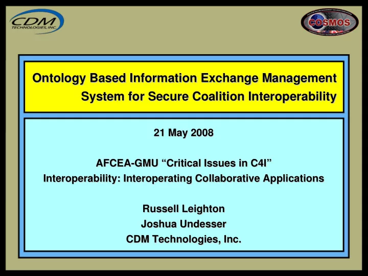 ontology based information exchange management ontology