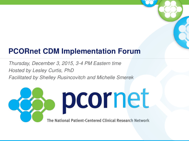 pcornet cdm implementation forum