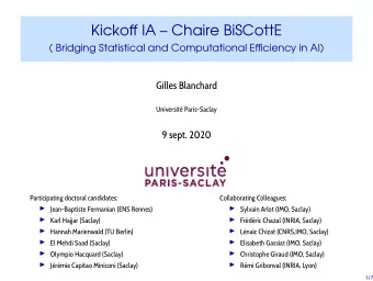 Kickoff IA  Chaire BiSCottE  ( Bridging Statistical and Computational Efficiency in AI)  Gilles