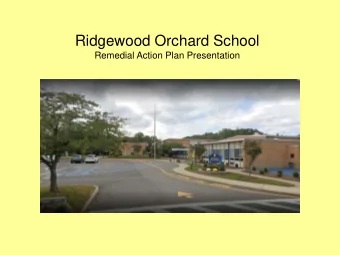 Ridgewood Orchard School  Remedial Action Plan Presentation  Agenda  Opening  Historical