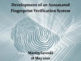Verification System  Martin Saveski  18 May 2010  Introduction  Biometrics  the use of