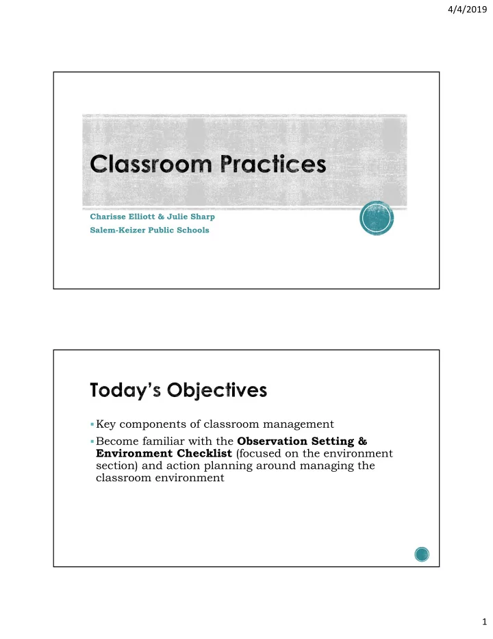 key components of classroom management become familiar