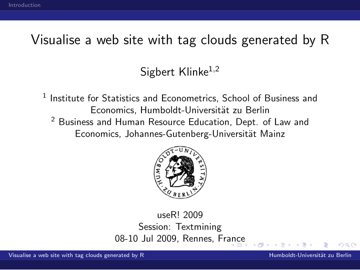 visualise a web site with tag clouds generated by r