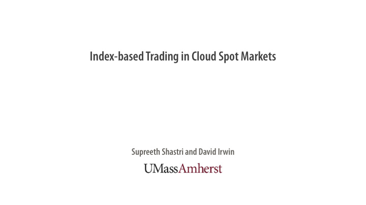 index based trading in cloud spot markets