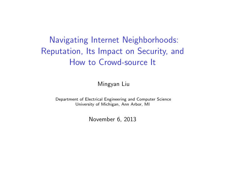 navigating internet neighborhoods reputation its impact
