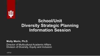 School/Unit  Diversity Strategic Planning  Information Session  Molly Morin, Ph.D.  Director of
