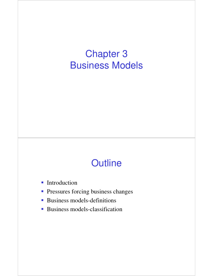 chapter 3 business models outline outline