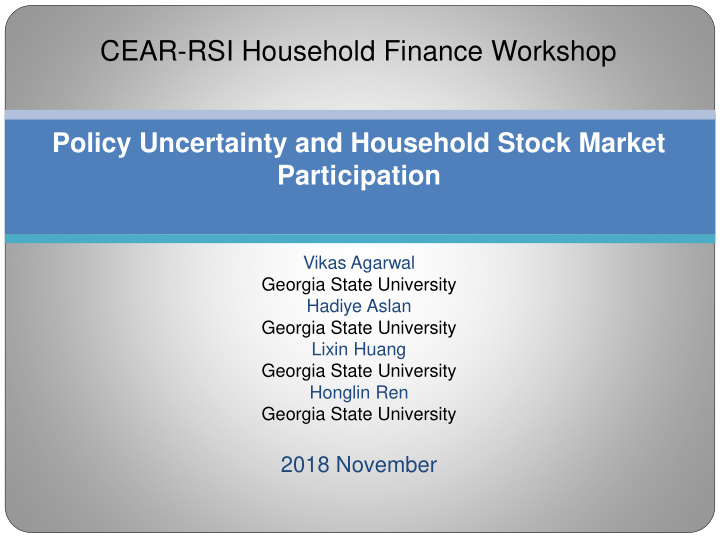 cear rsi household finance workshop