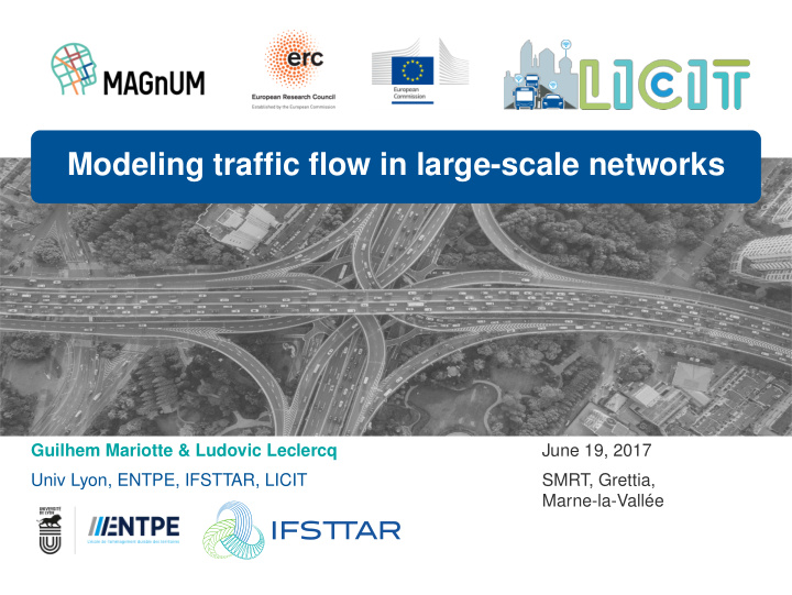 modeling traffic flow in large scale networks