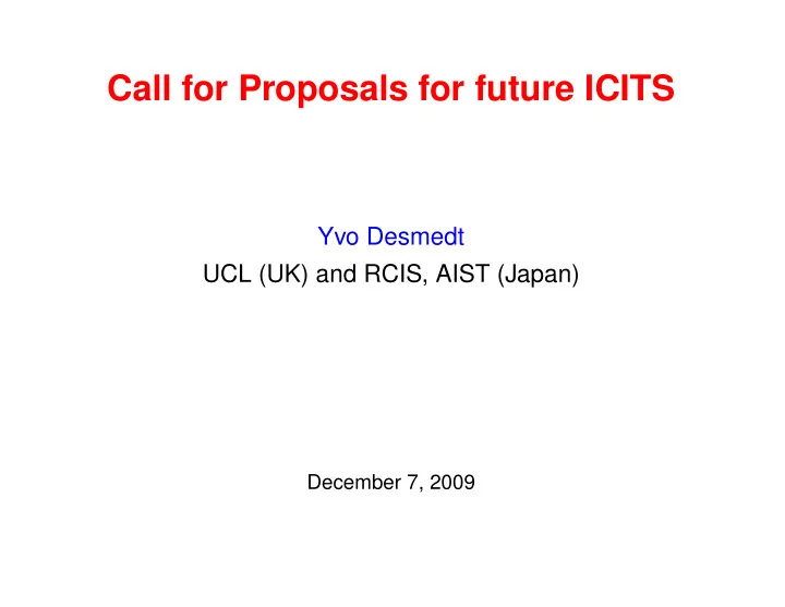 call for proposals for future icits