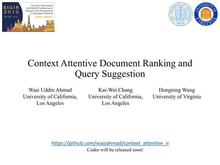 context attentive document ranking and query suggestion