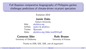 Full Bayesian comparative biogeography of Philippine geckos  challenges predictions of