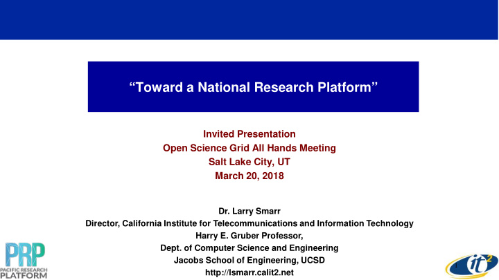 toward a national research platform