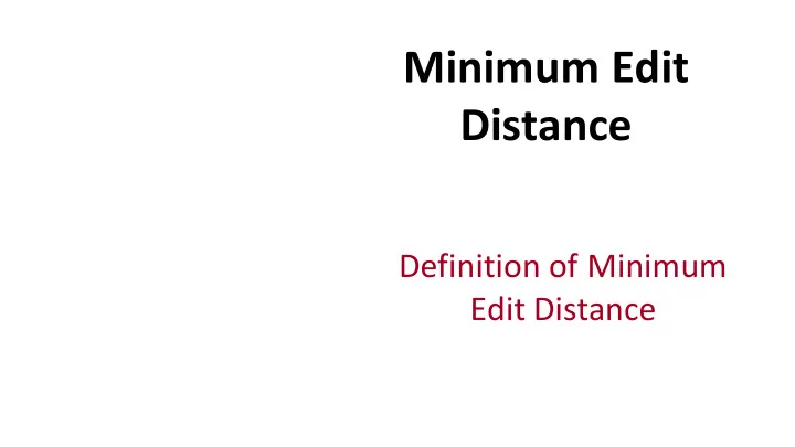 minimum edit distance