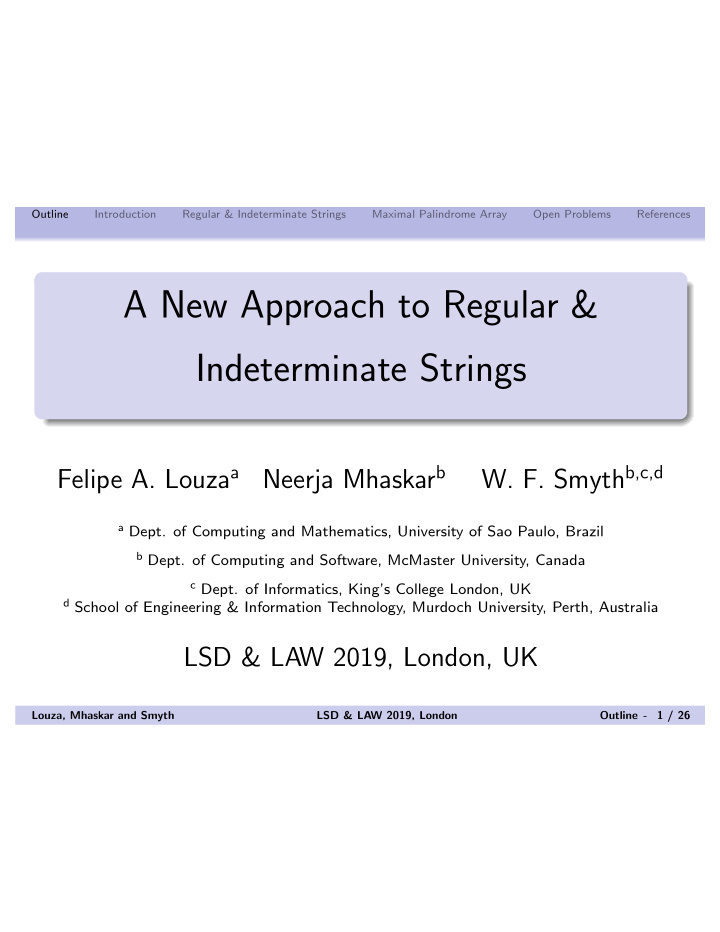 a new approach to regular indeterminate strings
