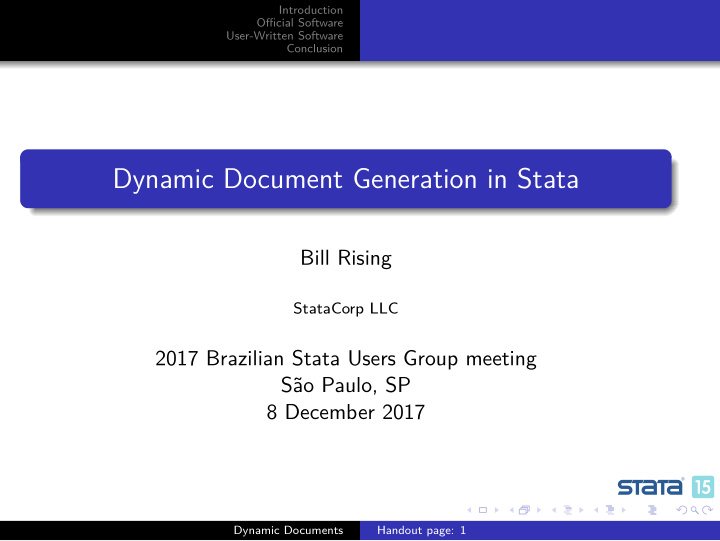 dynamic document generation in stata
