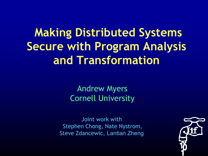 making distributed systems secure with program analysis