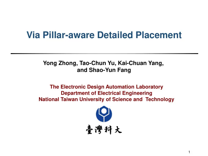 via pillar aware detailed placement