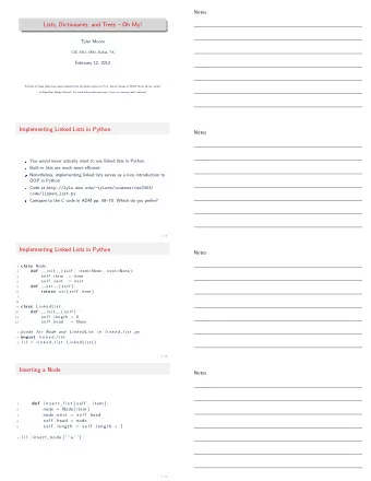 Lists, Dictionaries, and Trees  Oh My!  Tyler Moore  CSE 3353, SMU, Dallas, TX  February 12,
