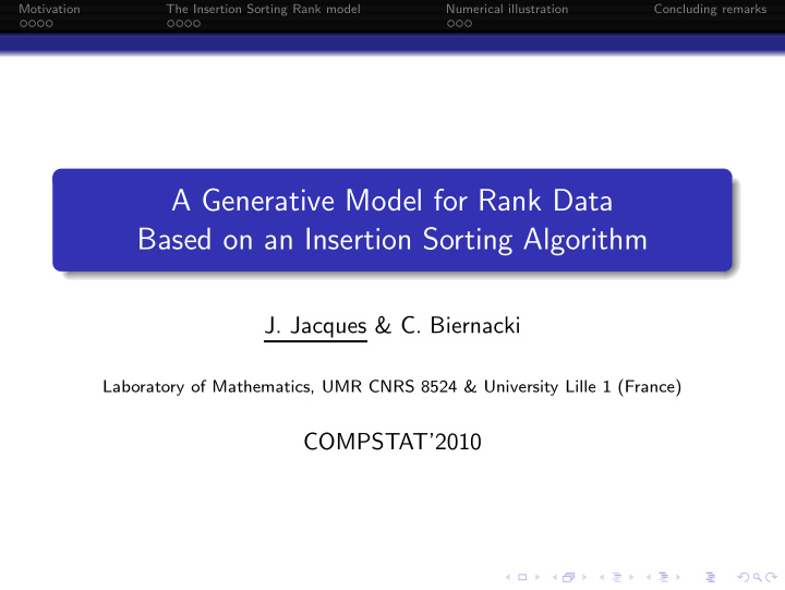 a generative model for rank data based on an insertion
