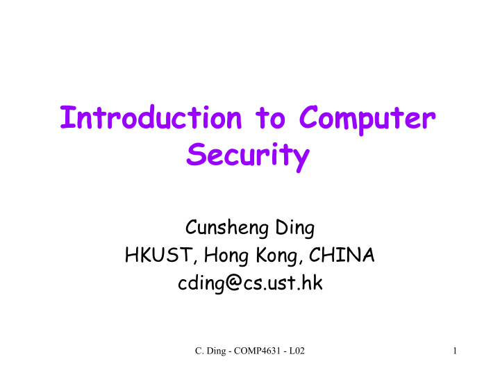 introduction to computer security