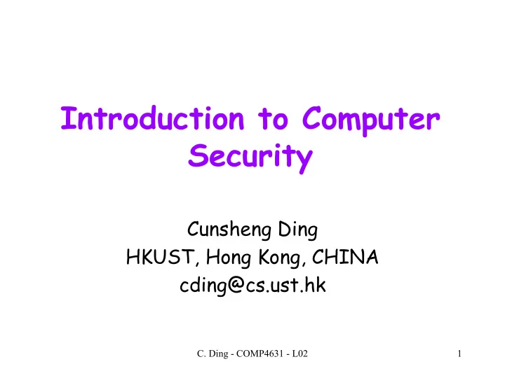 introduction to computer security