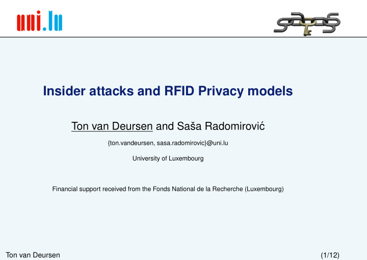 insider attacks and rfid privacy models