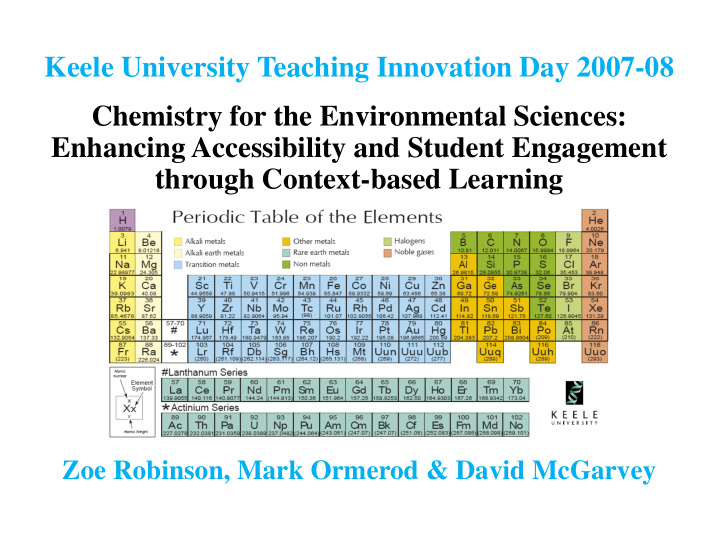 keele university teaching innovation day 2007 08