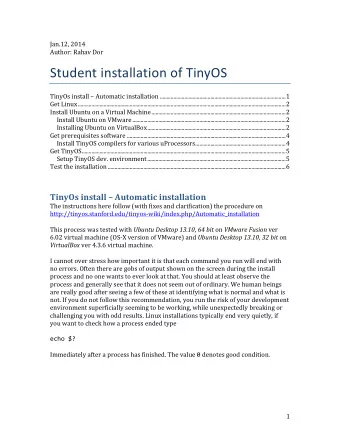 Student  installation  of  TinyOS   TinyOs  install    Automatic
