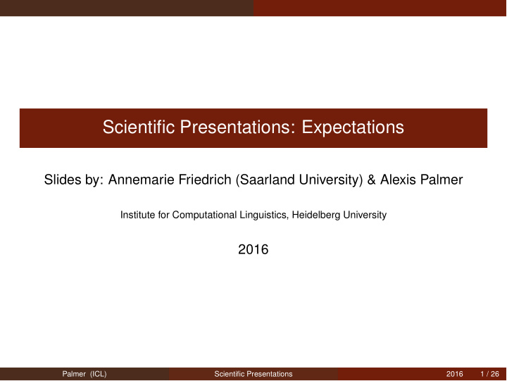 scientific presentations expectations