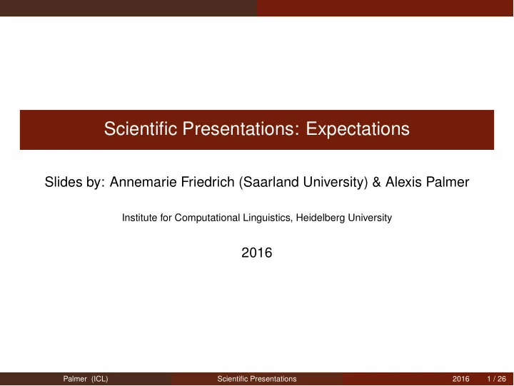 scientific presentations expectations
