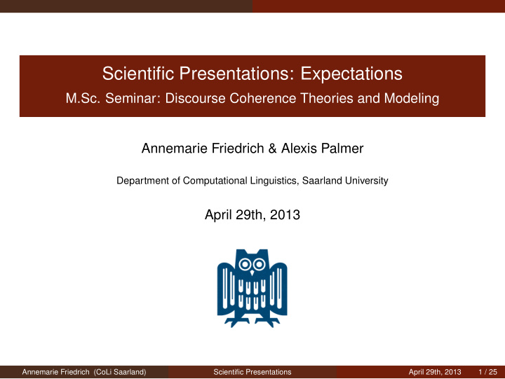 scientific presentations expectations