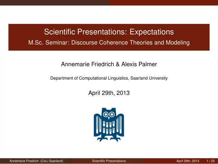 scientific presentations expectations