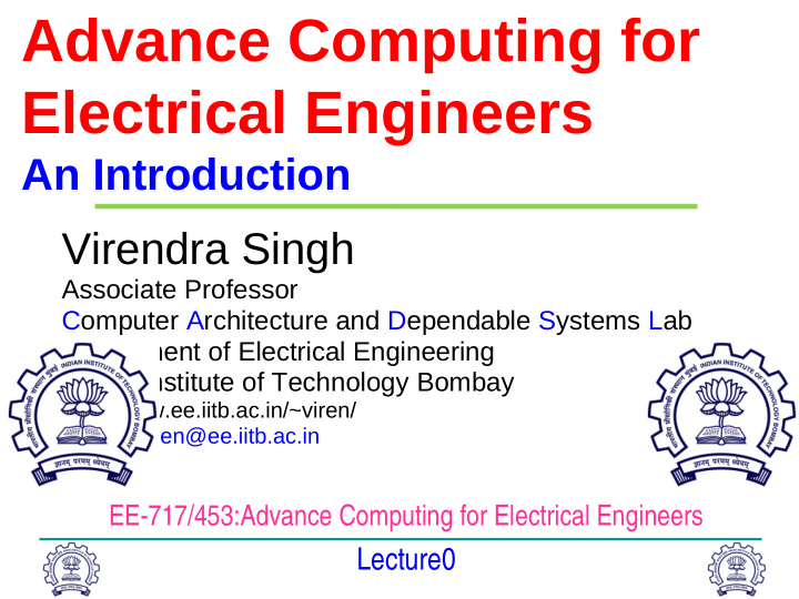 advance computing for electrical engineers