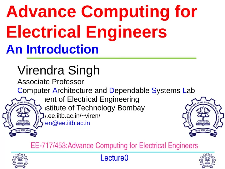 advance computing for electrical engineers