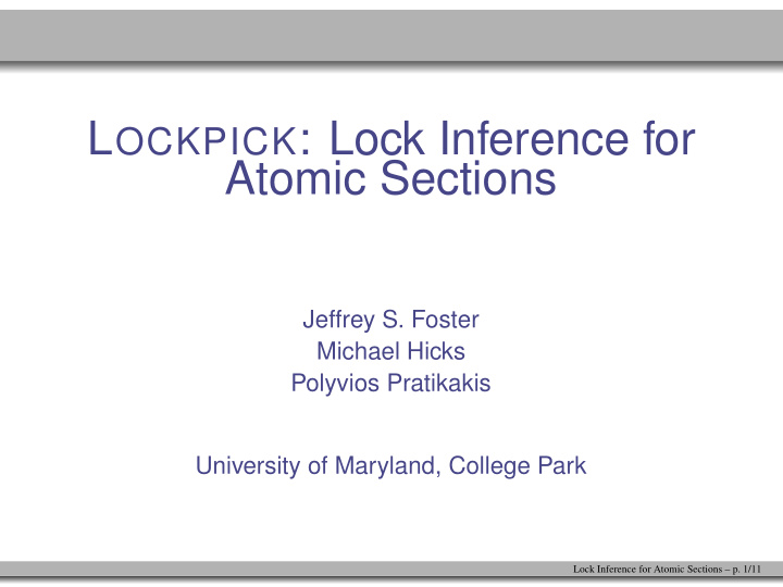 l ockpick lock inference for atomic sections